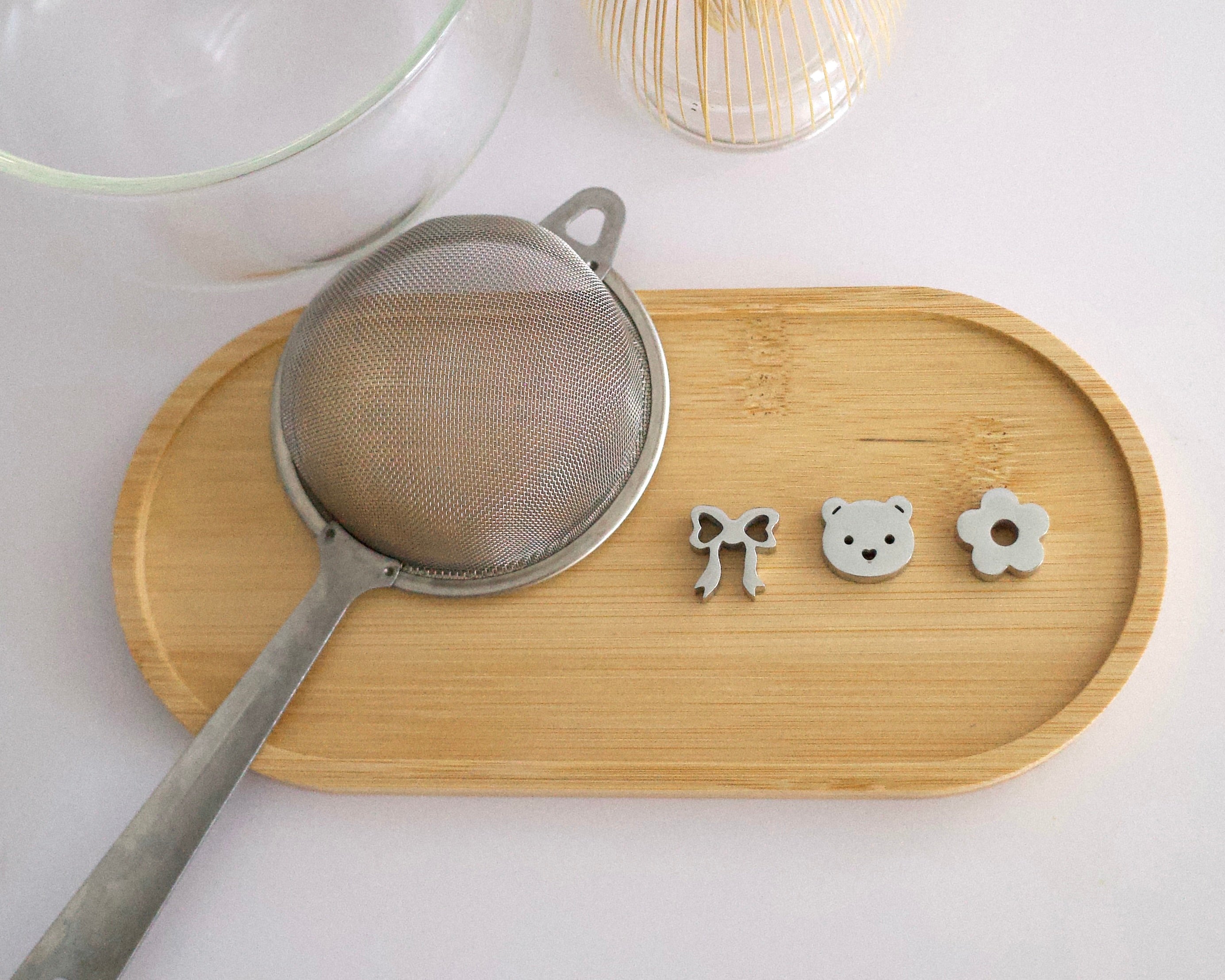bear, flower, bow matcha sifting beads (mirror finish)