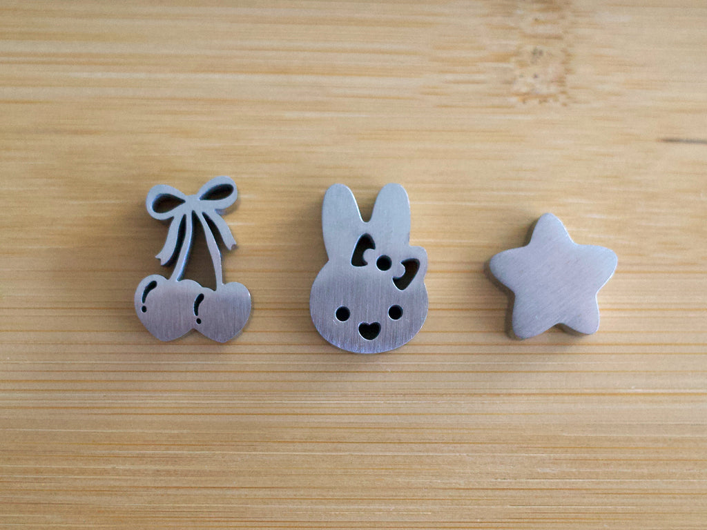 bunny with bow, cherry, star sifter beads (satin finish)