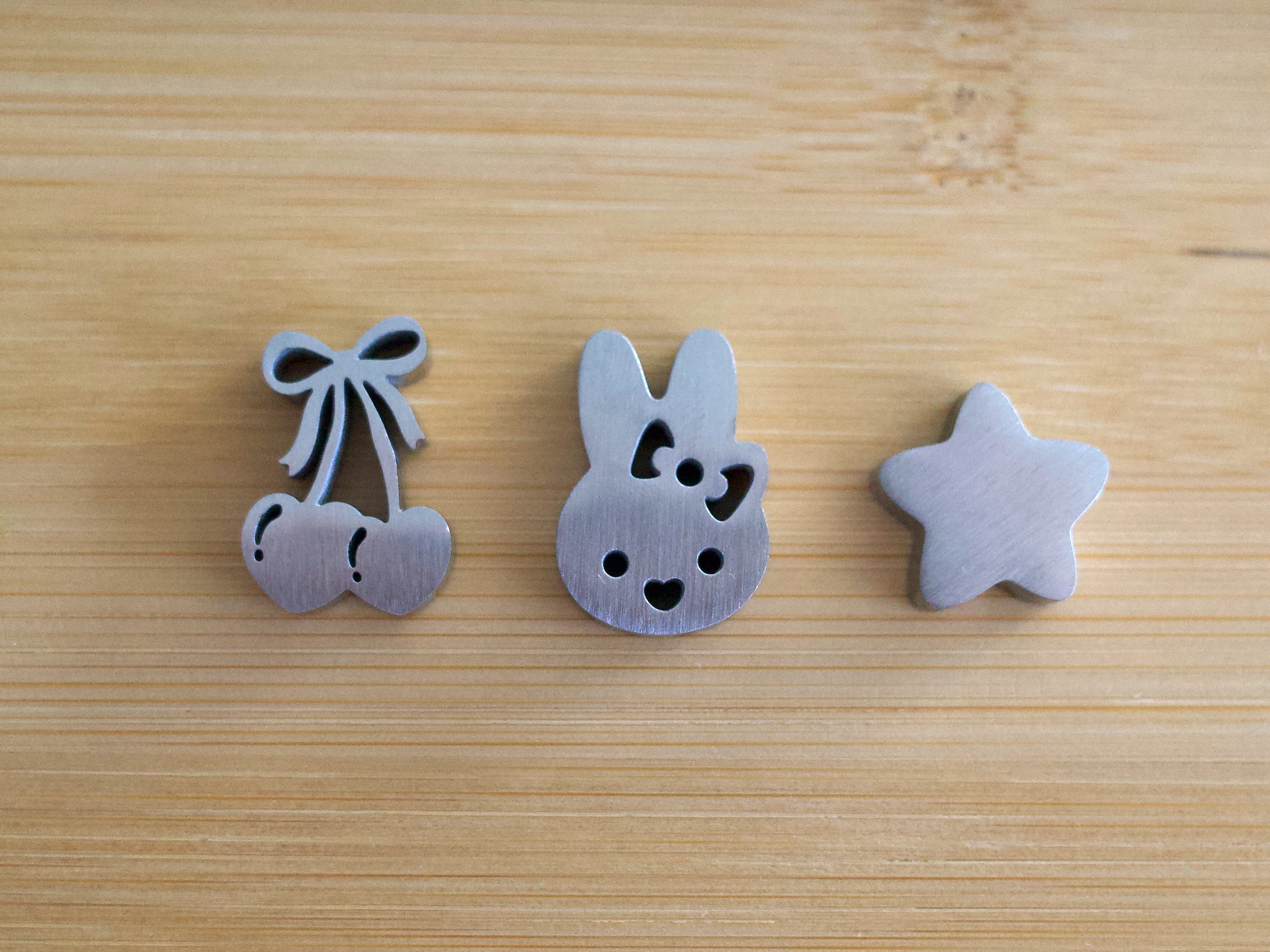bunny with bow, cherry, star sifter beads (satin finish)