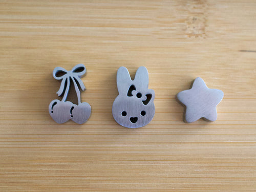 bunny with bow, cherry, star sifter beads (satin finish)