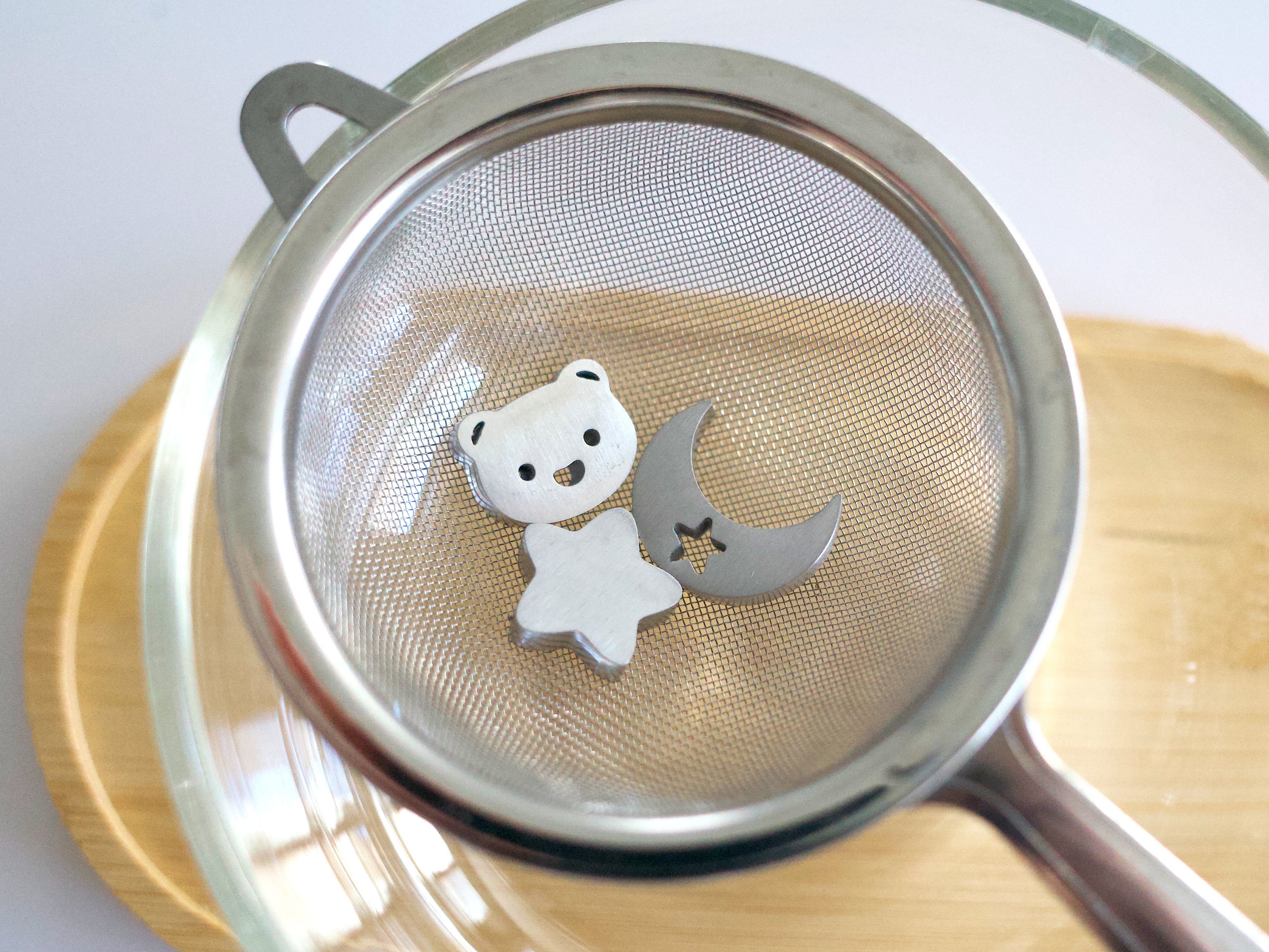 bear, crescent moon, star sifter beads (satin finish)