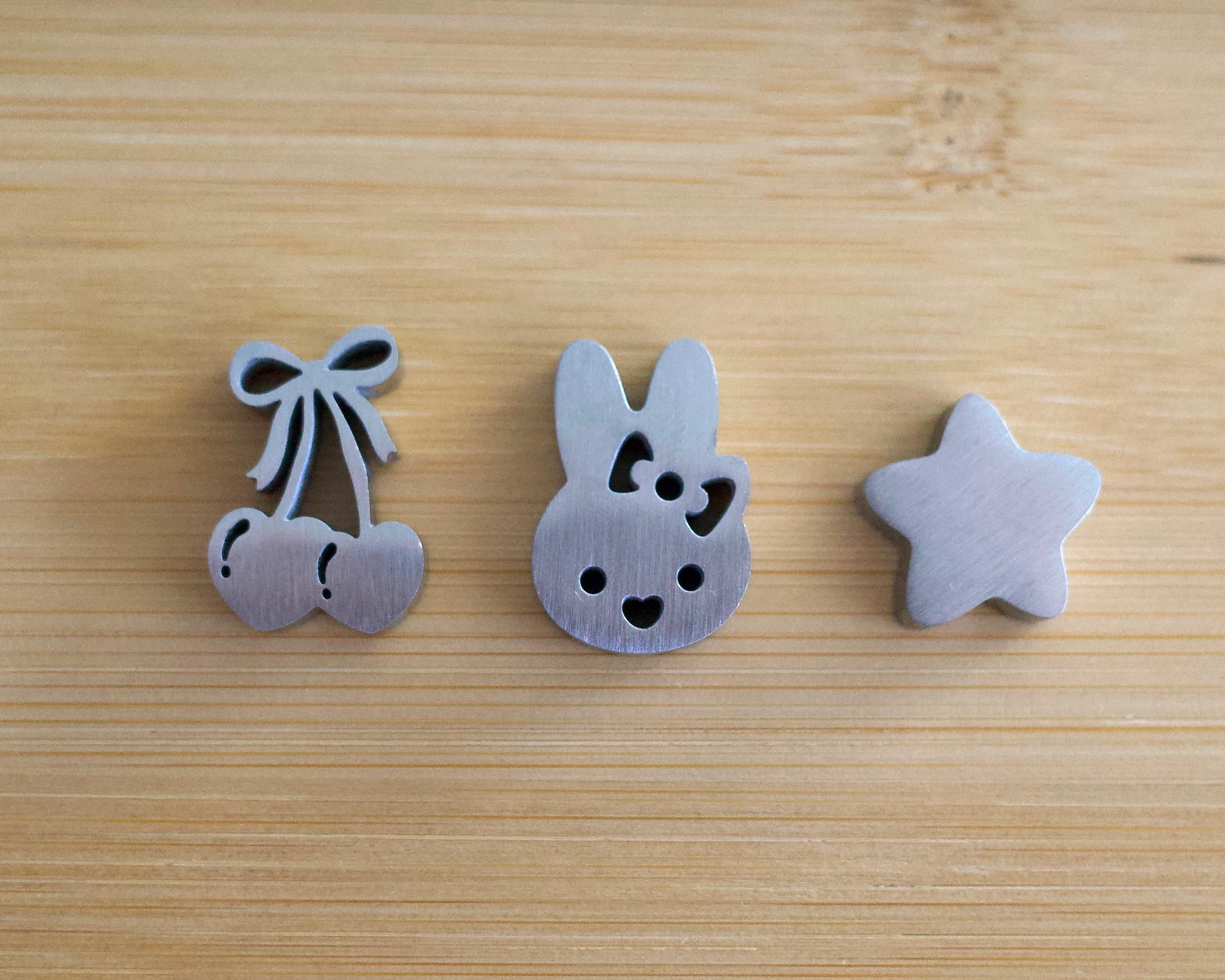 bunny with bow, cherry, star sifter beads (satin finish)
