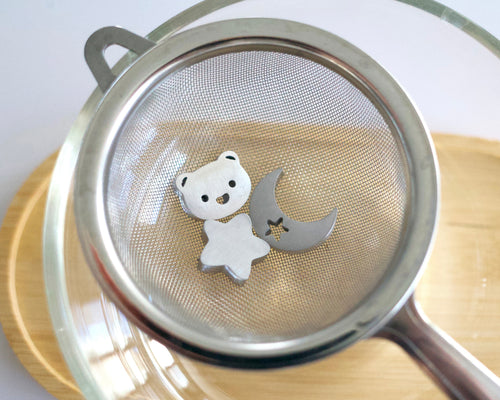 bear, crescent moon, star sifter beads (satin finish)