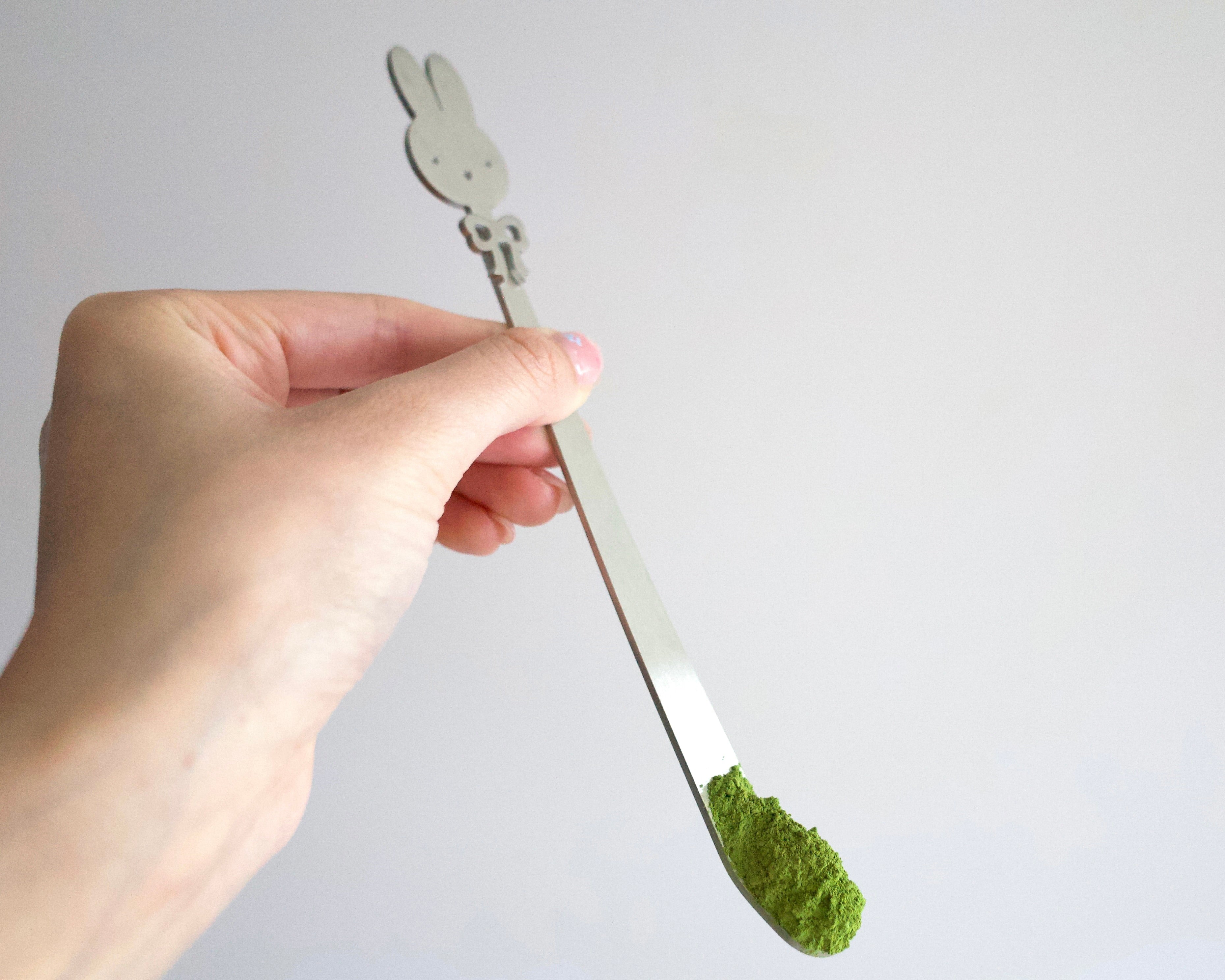 heart bunny stainless steel chashaku matcha scoop