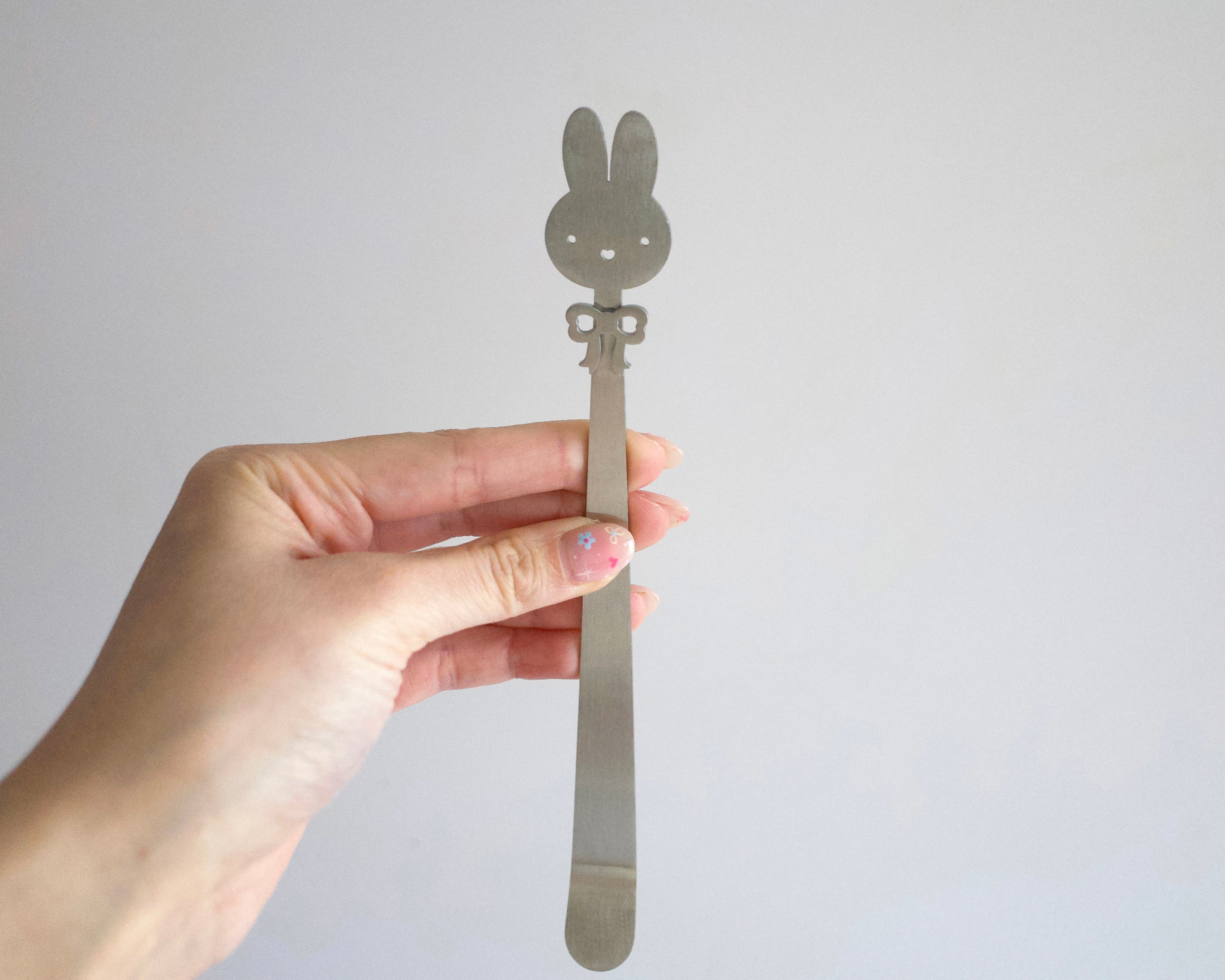 heart bunny stainless steel chashaku matcha scoop