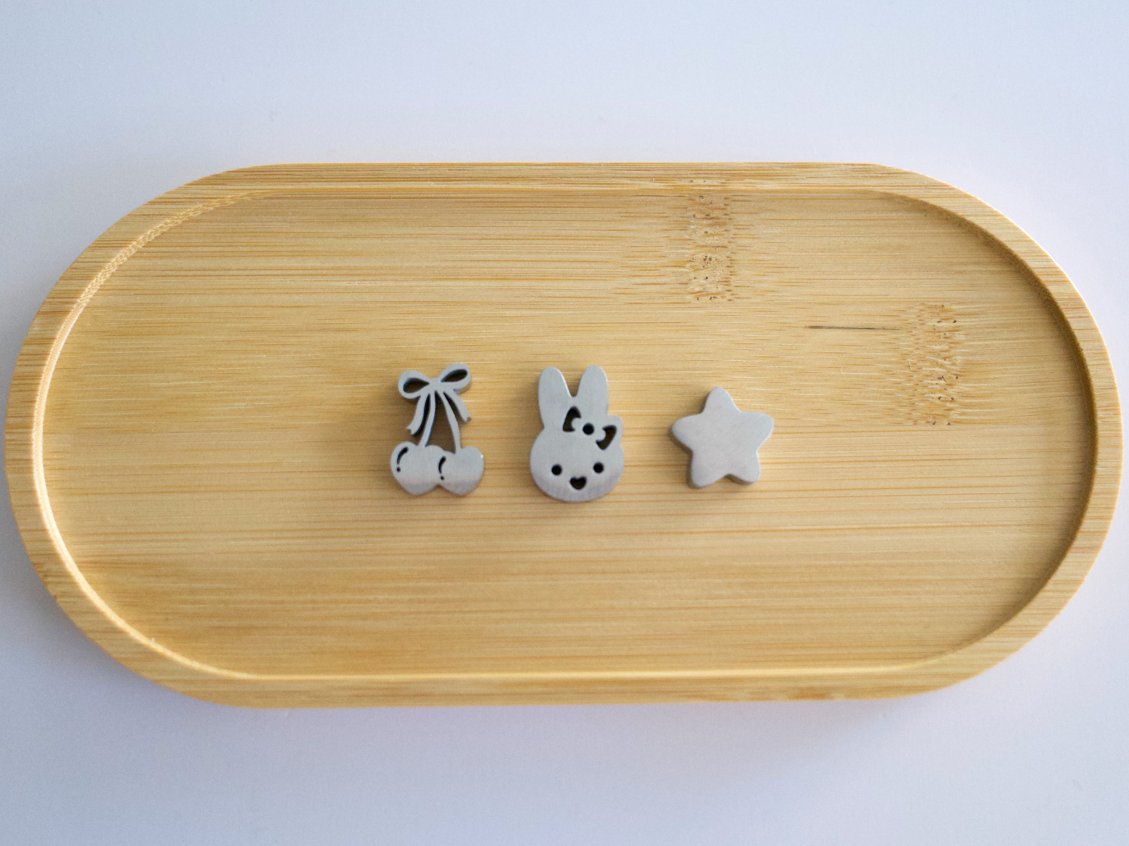 bunny with bow, cherry, star sifter beads (satin finish)