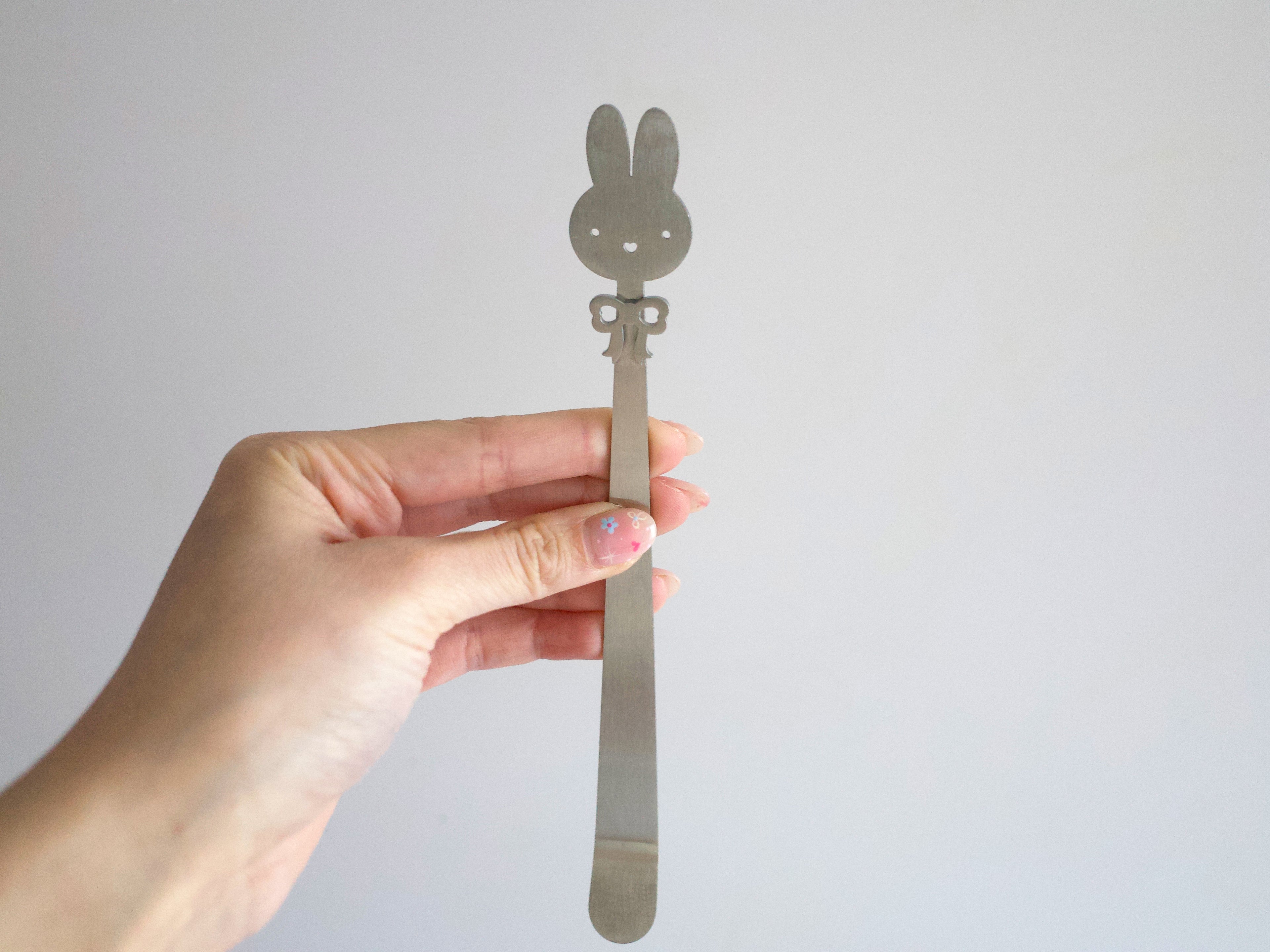heart bunny stainless steel chashaku matcha scoop