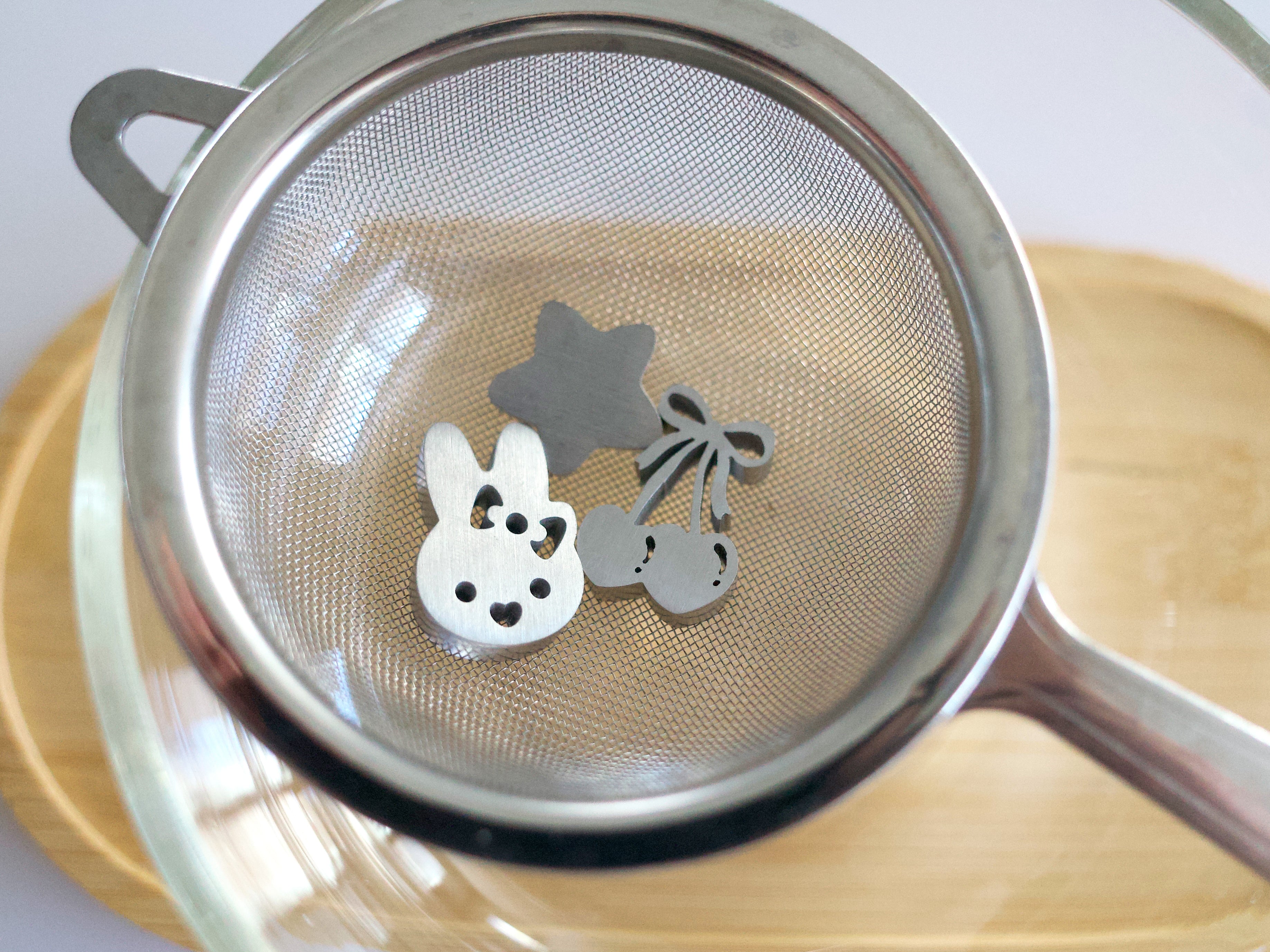 bunny with bow, cherry, star sifter beads (satin finish)