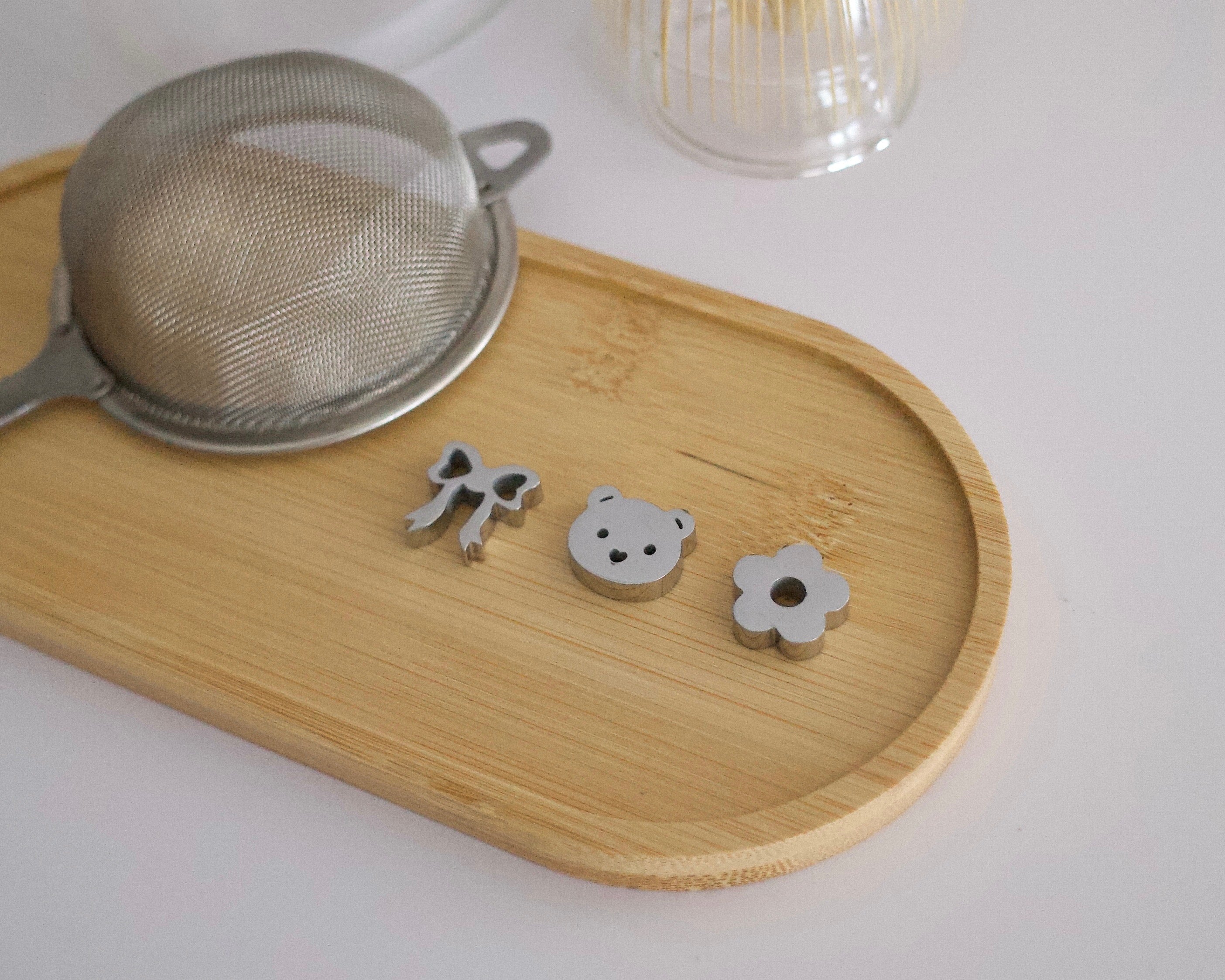 bear, flower, bow matcha sifting beads (mirror finish)