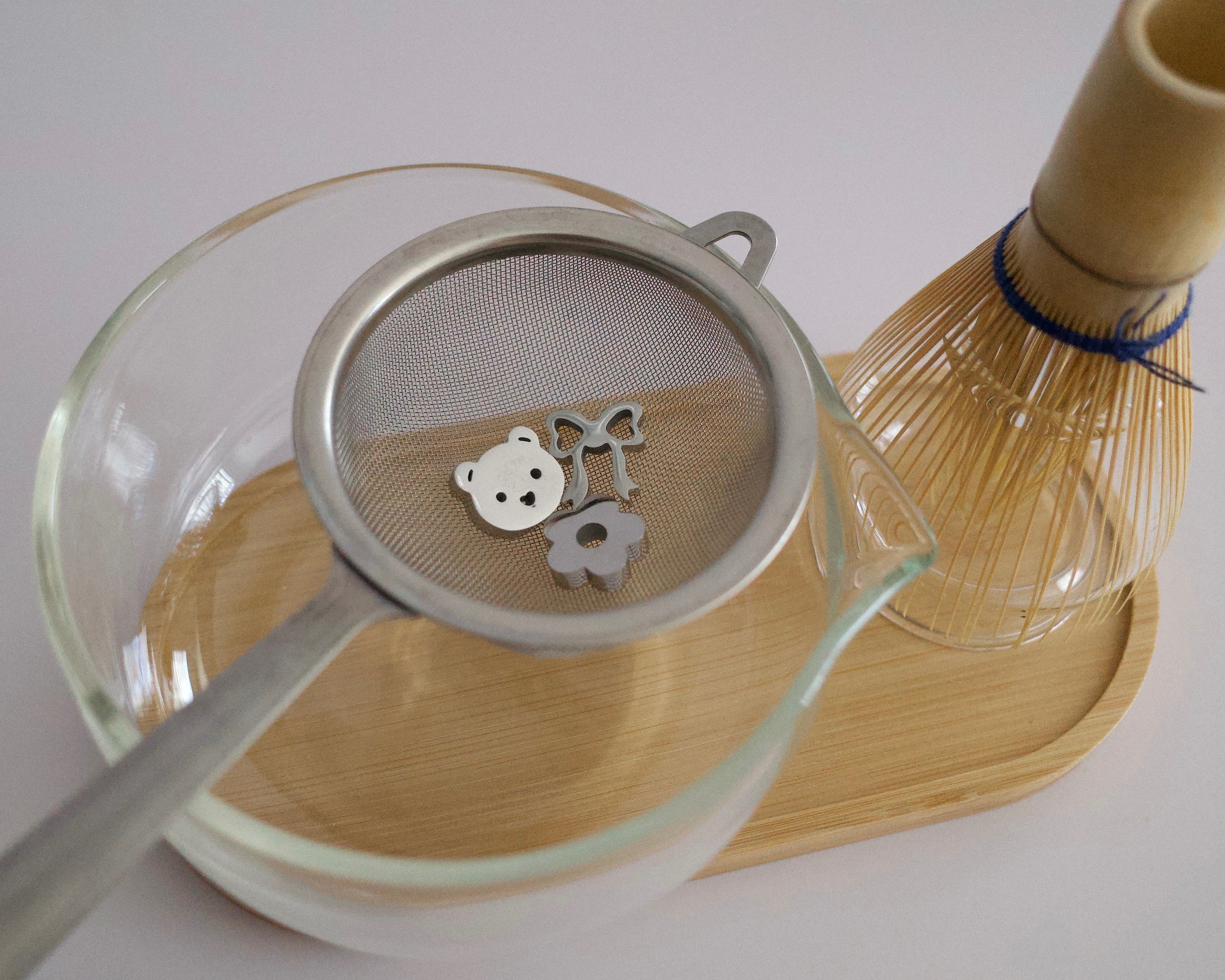 bear, flower, bow matcha sifting beads (mirror finish)