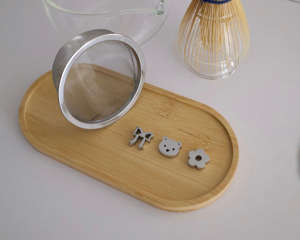 bear, flower, bow matcha sifting beads (mirror finish)